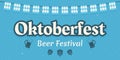 Oktoberfest text design. Beer festival banner with bunting flags. German October fest typography template.